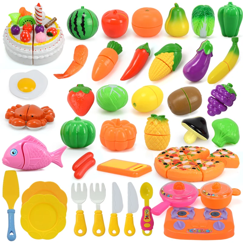 Children Kitchen Toys Food Trolley Basket Set Baby Cutting Fruit and Vegetable Toy Pretend Play Plastic XST Toys 7-10 Days