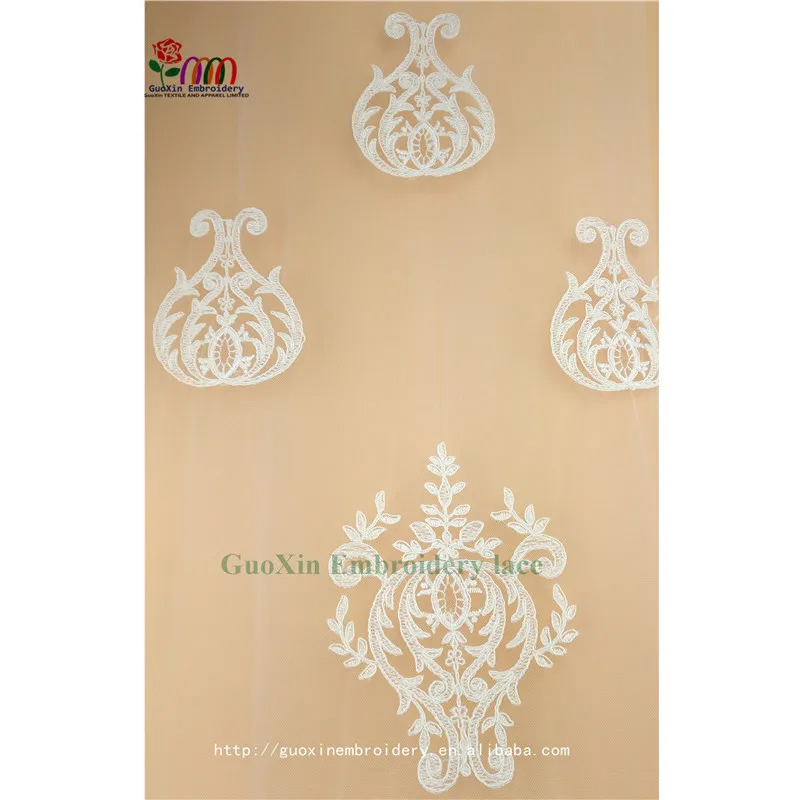 2017 new design cotton indian guipure embroidered lace fabric for wedding dress