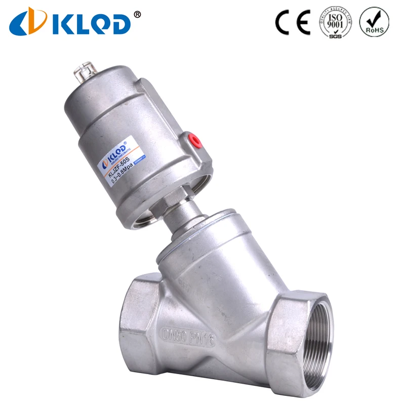Stainless steel high temperature pneumatic steam thread corrosion resistant Y type angle seat valve for disinfection  pharmacy