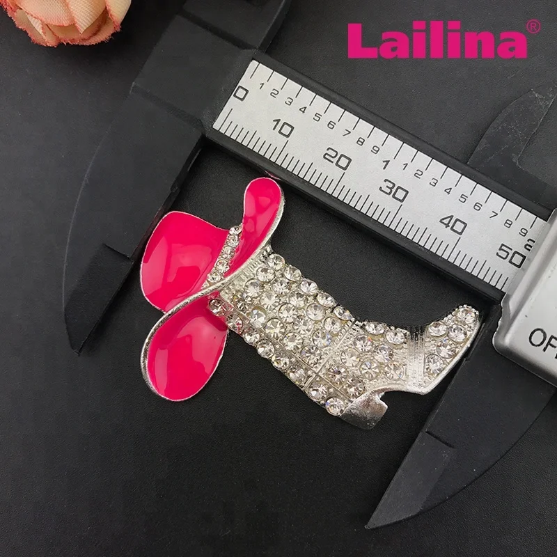 Cowboy Hat crystal  Boot pink rhinestone  broach pin
