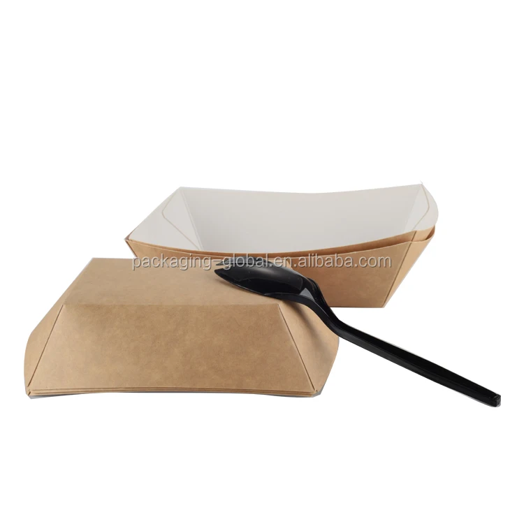 Boat shape disposable custom printed paper food tray