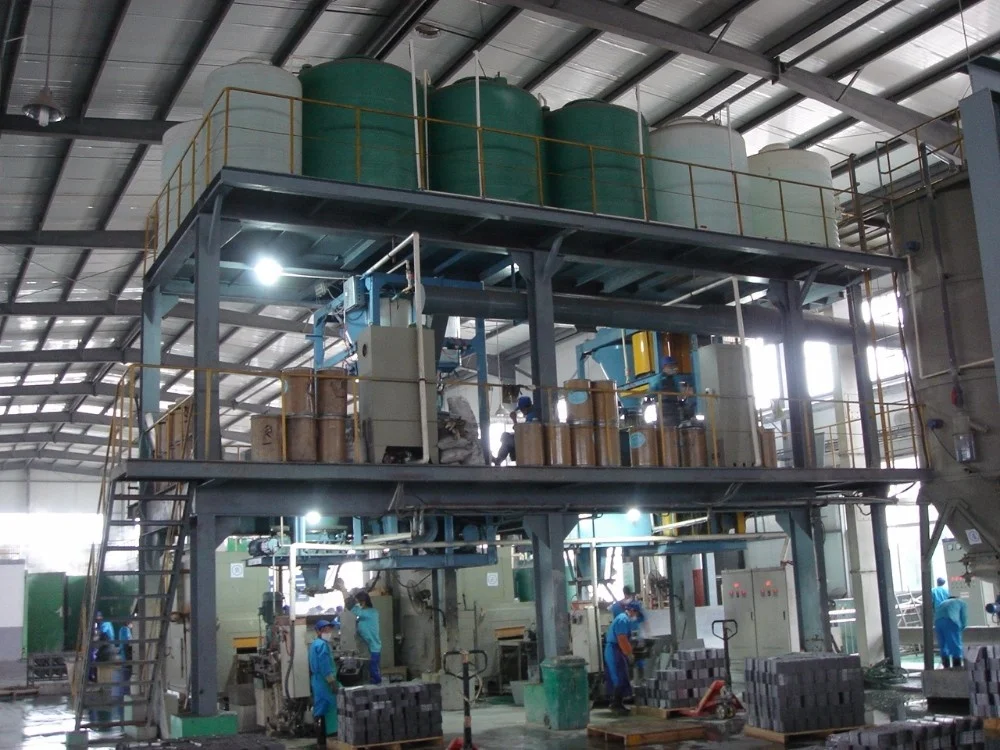 
Fully automatic sulfuric acid mixing plant with acid densities freely select-able in 0.001g/cm3 steps 