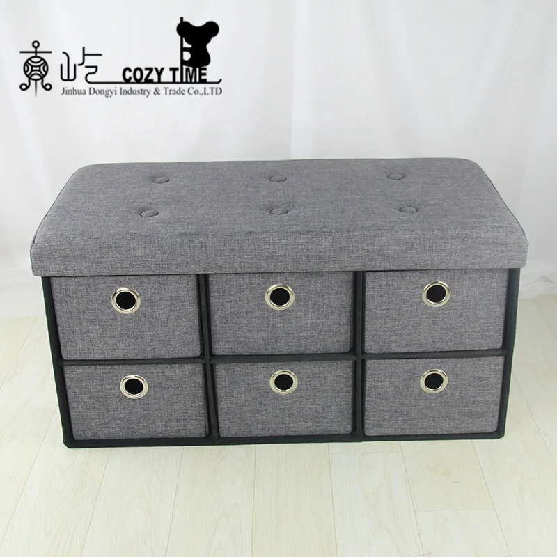 Dongyi Living Room Furniture Collapsible Storage Ottoman Bench With Six Drawers