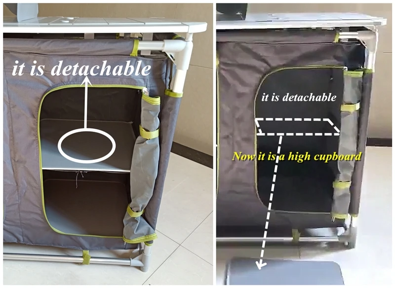 Folding camping kitchen aluminum cupboard picnic cabinet