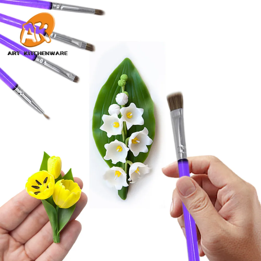 Инструмент AK LFGB для помадки набор принадлежностей украшения тортов 5 шт. кистей Цветочная Кисть Для