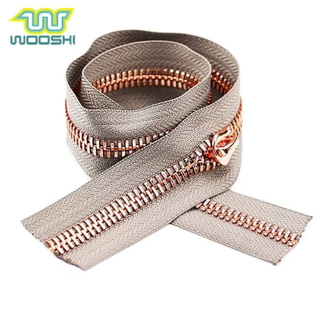 Metal zip factory wholesale No.5 polish matt nickel metal zipper for leather hangbag messenger