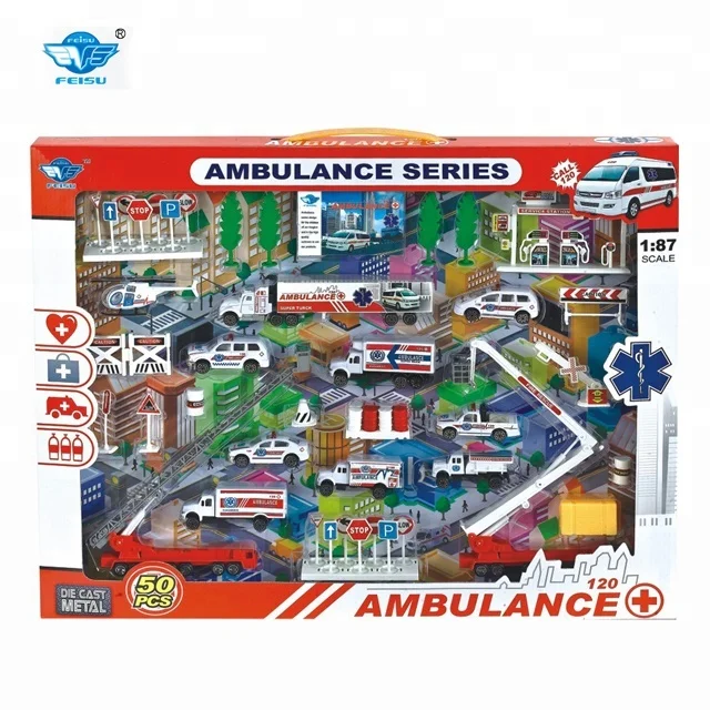 Full set of ambulance diecast car toy mini metal car for kids