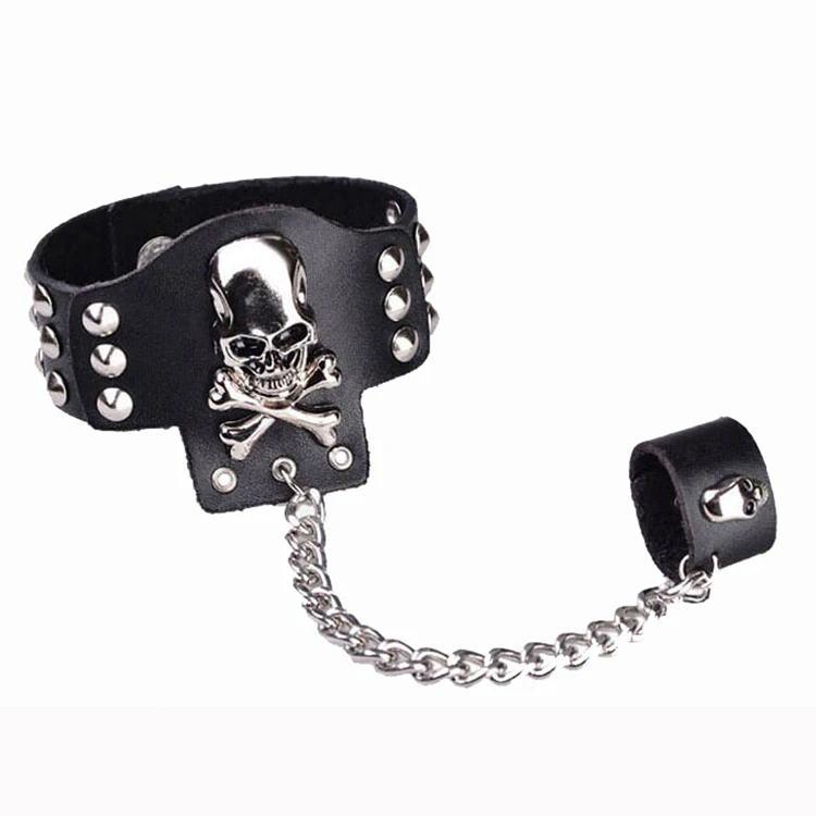 Black Fingerless punk unlined leather gloves