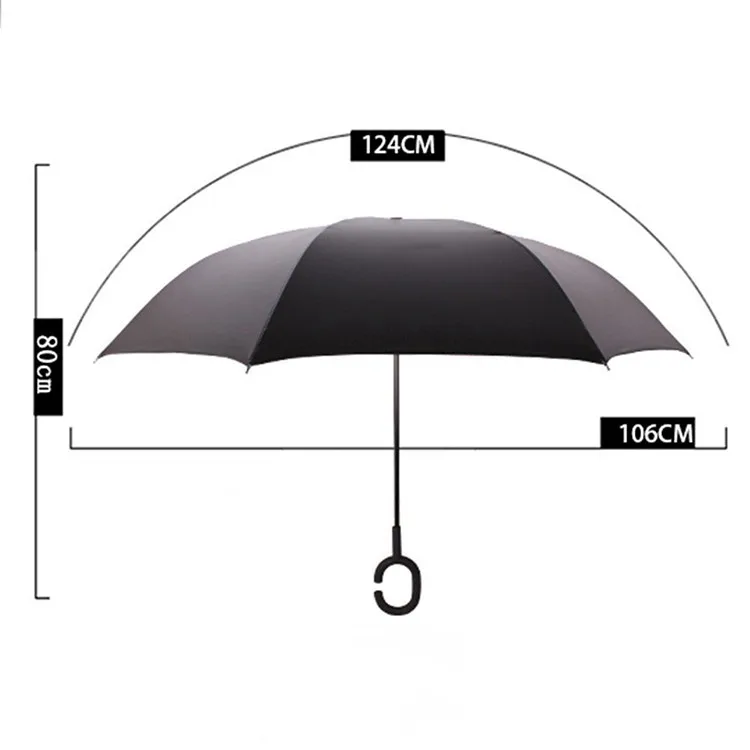 top seller 2018 210t nylon with black coating oft red rain reverse umbrella