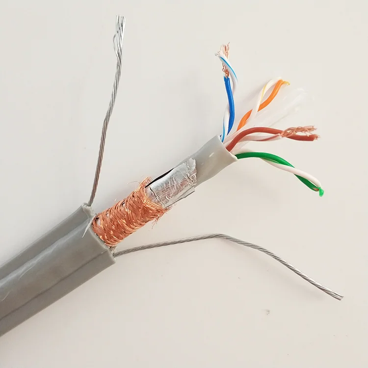Гибкий плоский экранированный кабель для лифта Cat6 SFTP с двойной стальной