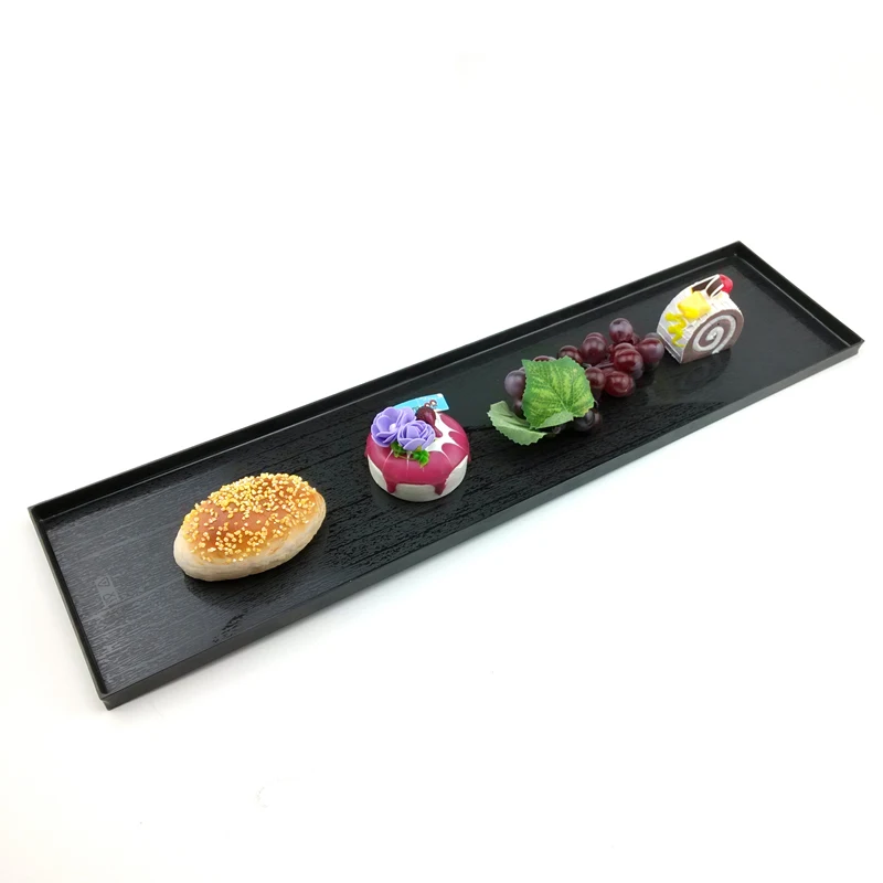 Food grade rectangle disposable black food plastic tray for multi use