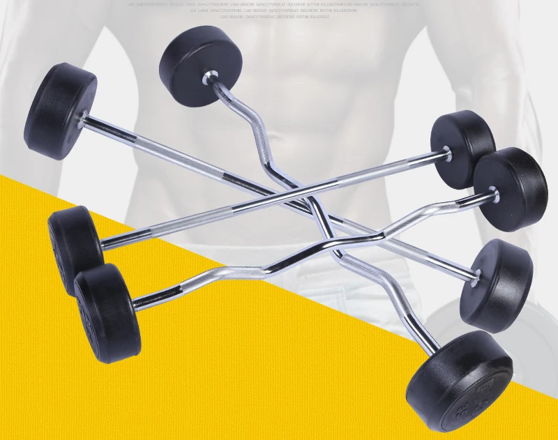body building Fixed Straight Rubber Barbell
