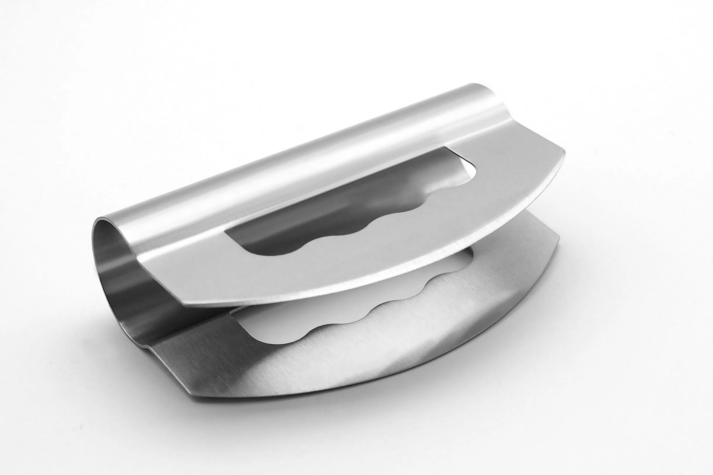 Stainless Steel pesto Cutter Mezzaluna Cutter herb chopper with double blade cutter and color box