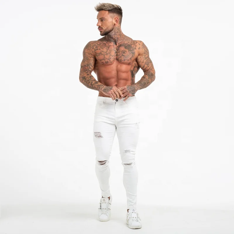Dropship Hot Sale New Fashion Super Skinny Spandex Men Ripped Jeans