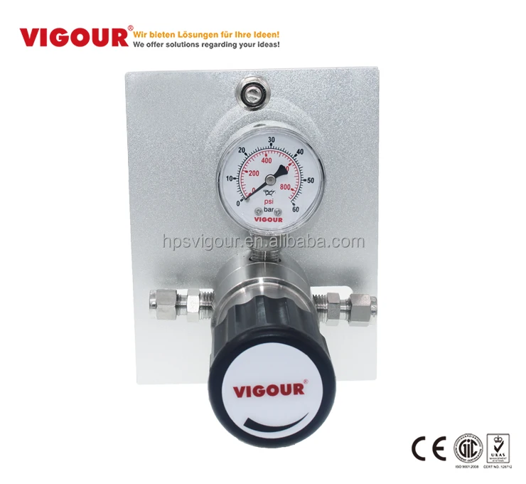 Single stage high purity gas fixed pressure gauge adjustable gas pressure regulator