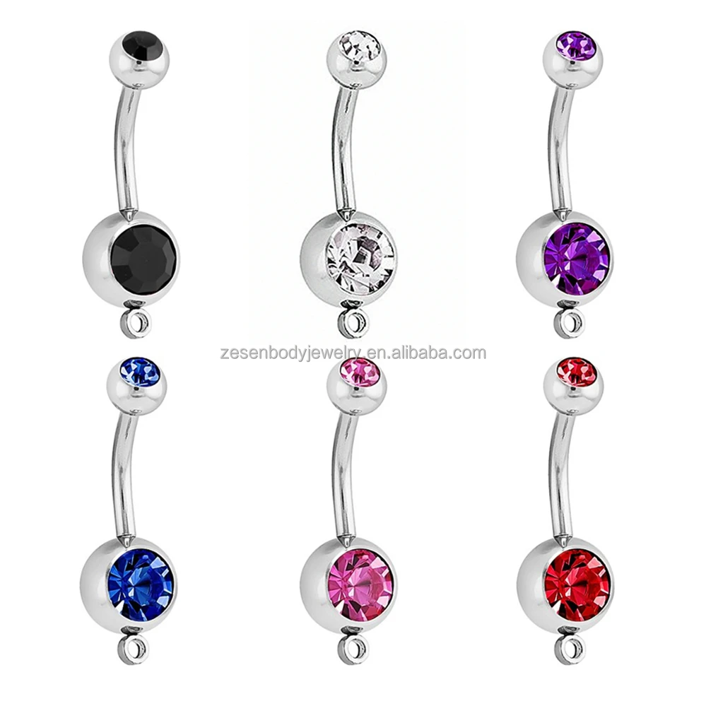 Stainless Clear Crystal Diy O-Ring Add A Charm Belly Ring With Loop Accessories Women Belly Rings Piercing Jewelry