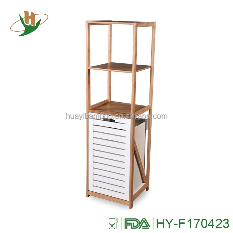 Bamboo Bathroom Shelves and Laundry Hamper