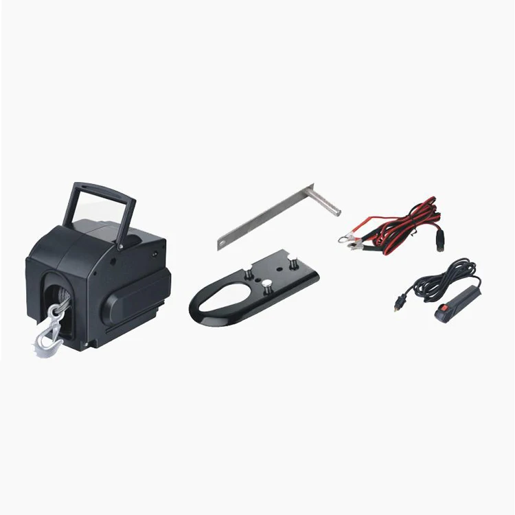 Portable 12v electric boat winch for pulling boats, stuck vehicles and other heavy items