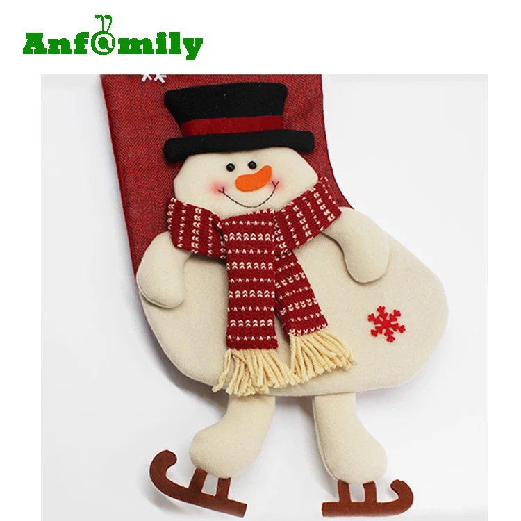  Hot Sale Big Size Christmas Stocking Holder 3D Xmas Socks to Hang Candy Gift Sock