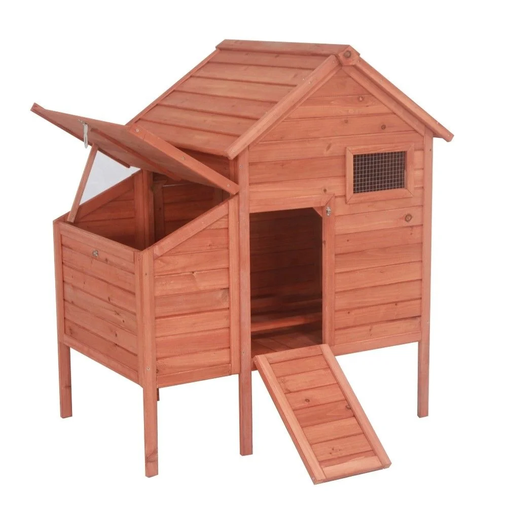 Raised Fir Wood Chicken Coop Rabbit Hutch ducks cage rabbit  bed
