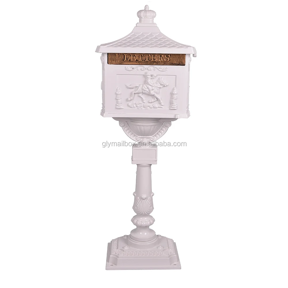 Five Star Quality Free Standing White Ornate American Mailbox