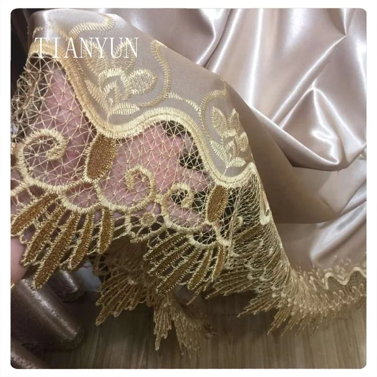 Top Quality European Turkish Flower Embroidered Blackout Fabric Curtain