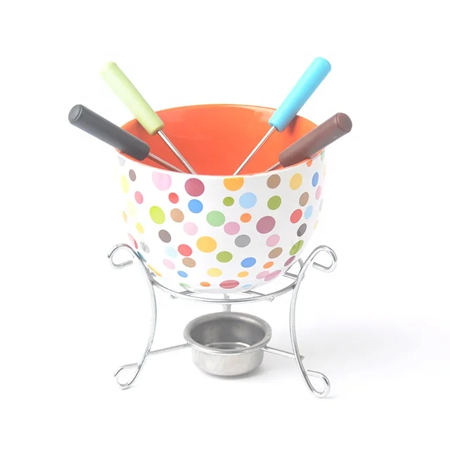 Chinese supplier wholesale rotatable cheese fondue set portable fondue set chocolate