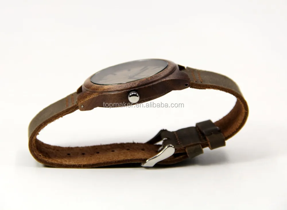 mens causal wooden watches hand made japan movt quartz walnut wood watch
