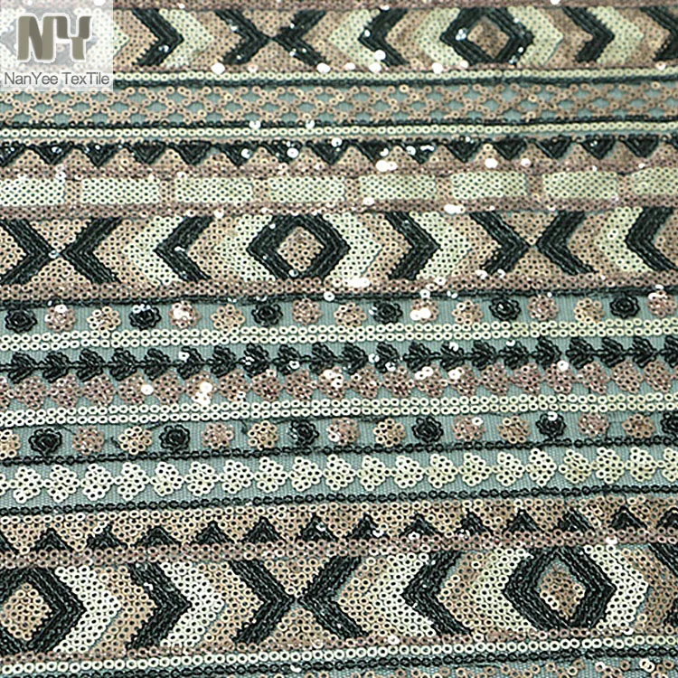 Nanyee Textile Aztec Tribe винтажная ткань с блестками