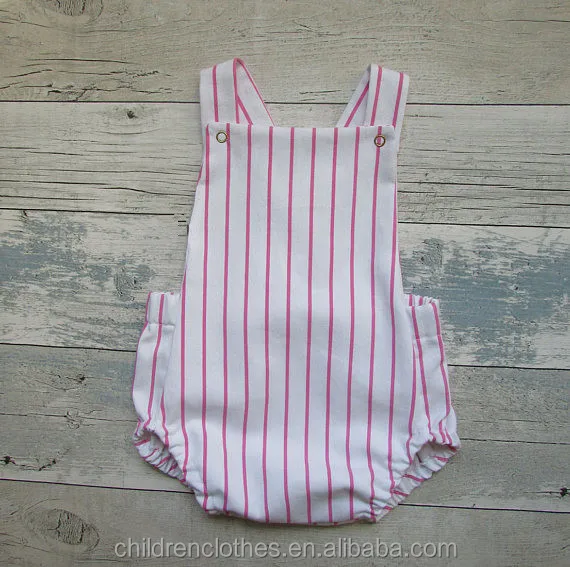 Bulk Fashion Newborn Baby Ropa Beb Breathable Cotton Striped Suspender Summer Baby Girls Rompers