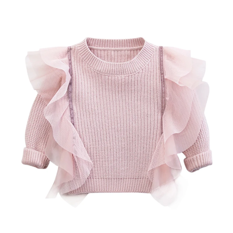 
Lovely new design long sleeve pullover knitted fairy clothing butterfly wings princess little girls sweater 