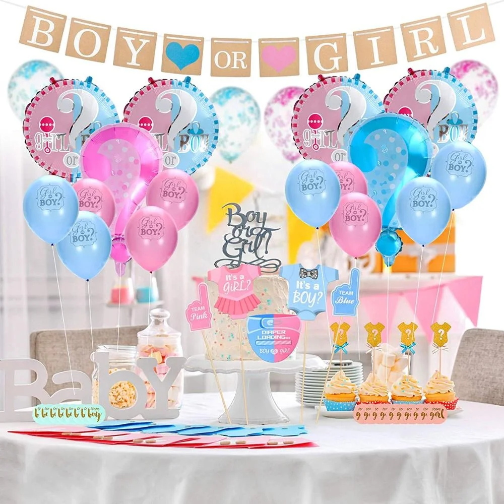 
Nicro Boy or Girl Confetti Poppers Balloons Set Gender Reveal Party Supplies 