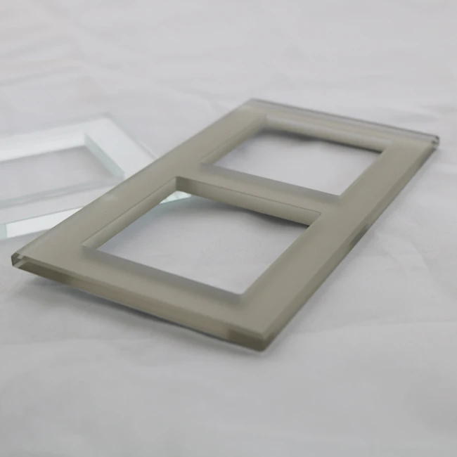 High quality polish edge CNC drilling hole low temperature paint 4 gang socket tempered glass for wall switch