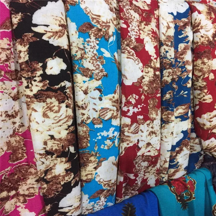 
100% viscose spun rayon fabric stock 100% Rayon and Viscose Printed Fabric Of Garments 