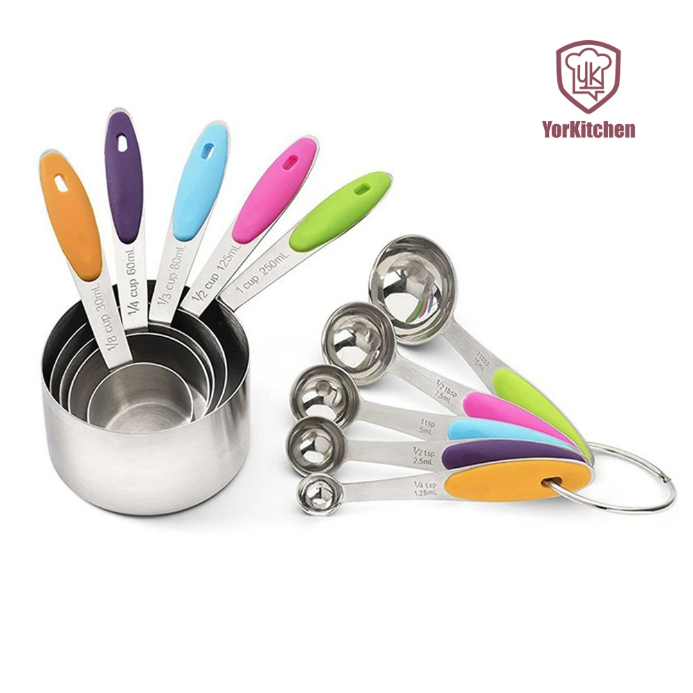 Набор из 10 мерных стаканчиков и ложек из нержавеющей стали