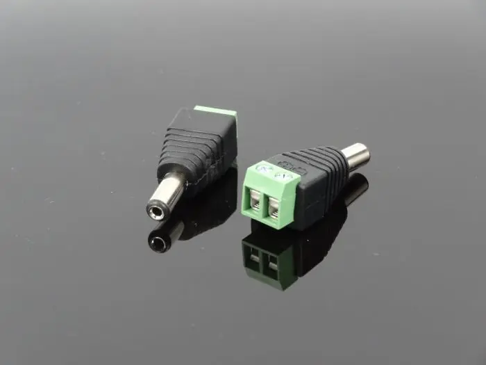 Power plug DC 2.1x5.5 mm cable mount  screw contacts 2,1 x 5,5 mm Adapter Plug Screw Connector
