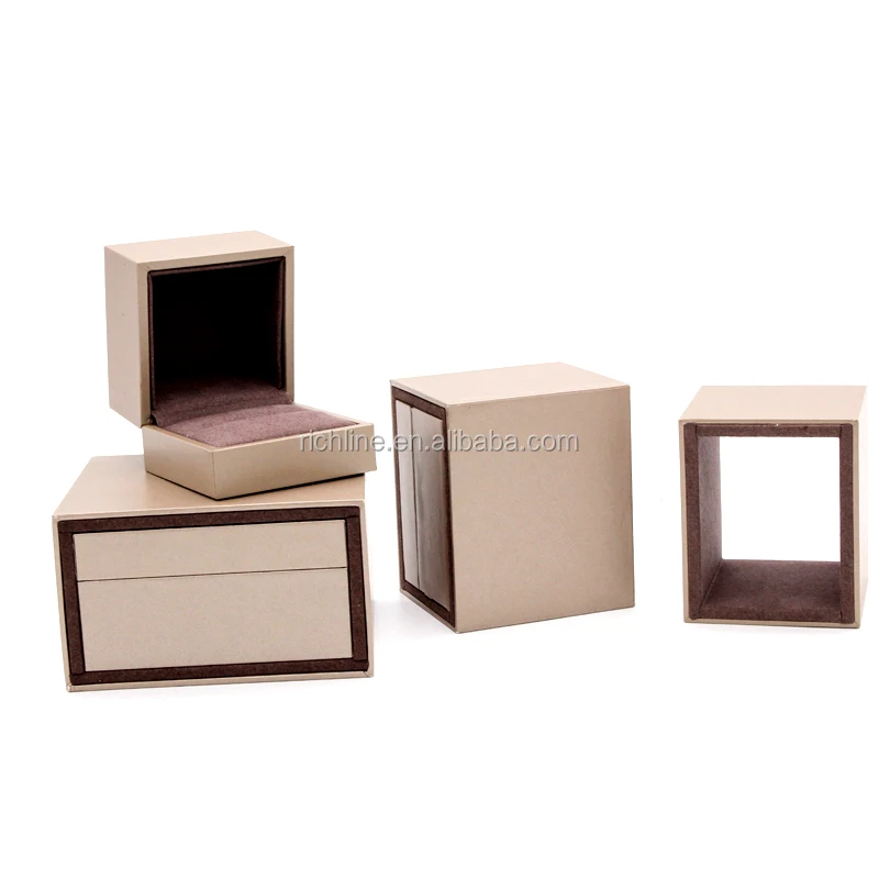 Richpack Luxury Custom High End Custom Wedding Ring Packaging Plastic Hinged Jewelry Box