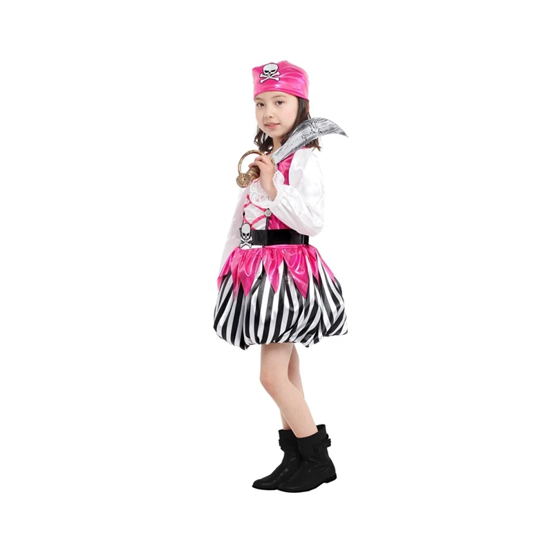 hot sale high quality cheap Luxury Sexy kids Rose red pirate dress for girls Halloween party Fancy Costume