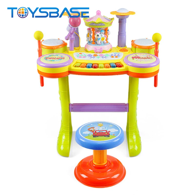 Carousel Music Instrument Piano Game With Chair Toy Electronic Organ Stand