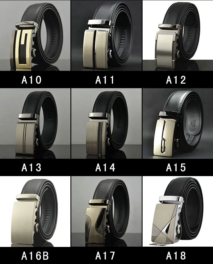 btu1208 Black Men Dress Ratchet Automatic Buckle Leather Belt without Hole