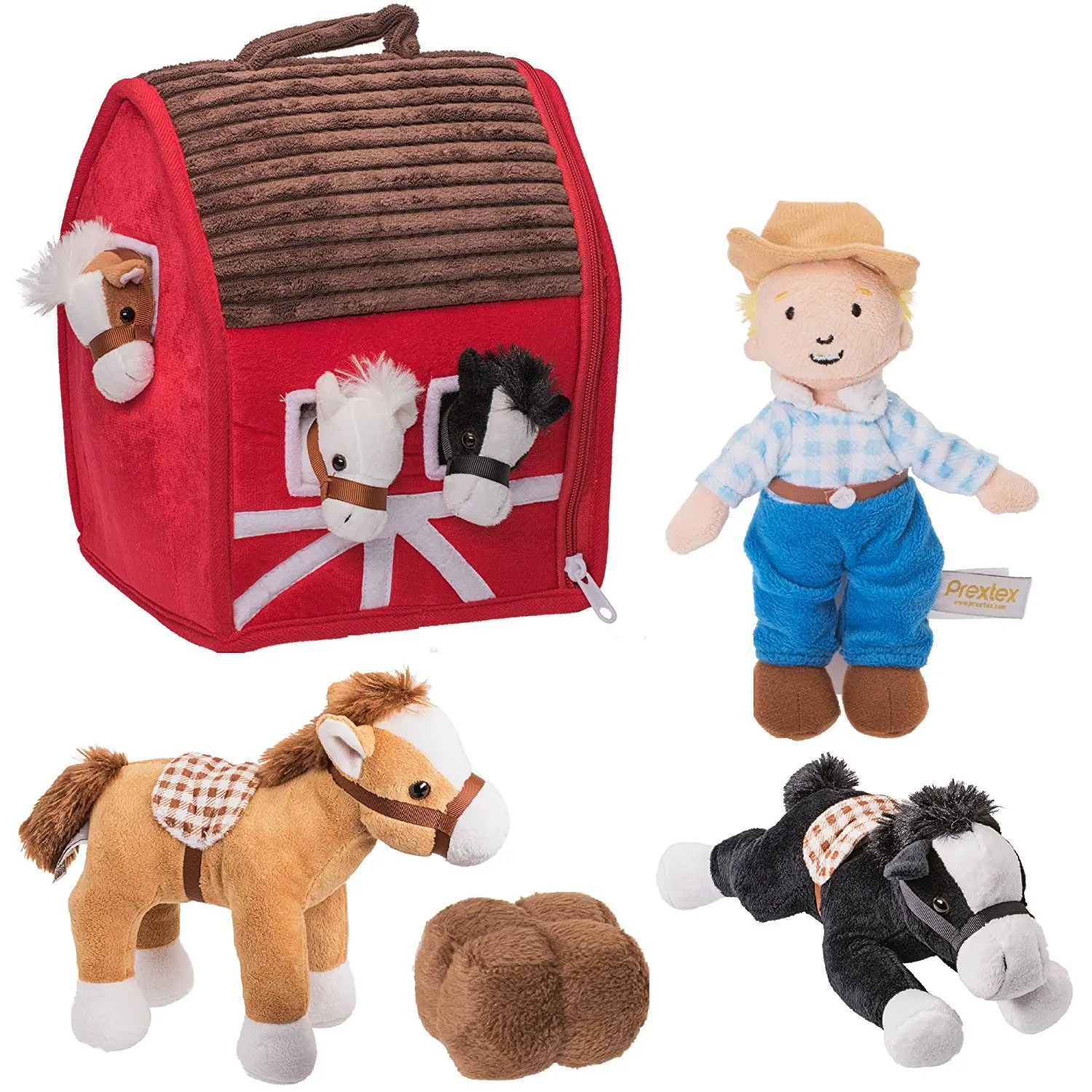 Cute Plush Woodland Animals Toy Set For Kids With Carrier Stuffed Owl, Raccoon, Fox & Squirrel Toys With Sound