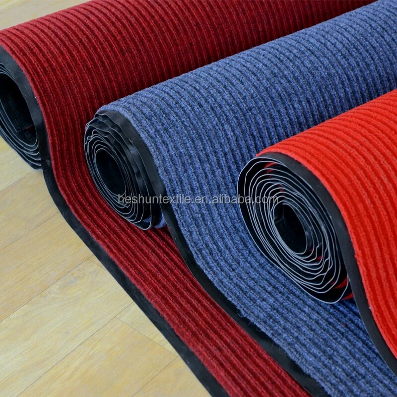 Flooring mat with PVC Vinyle back double stripe carpet manufacturer