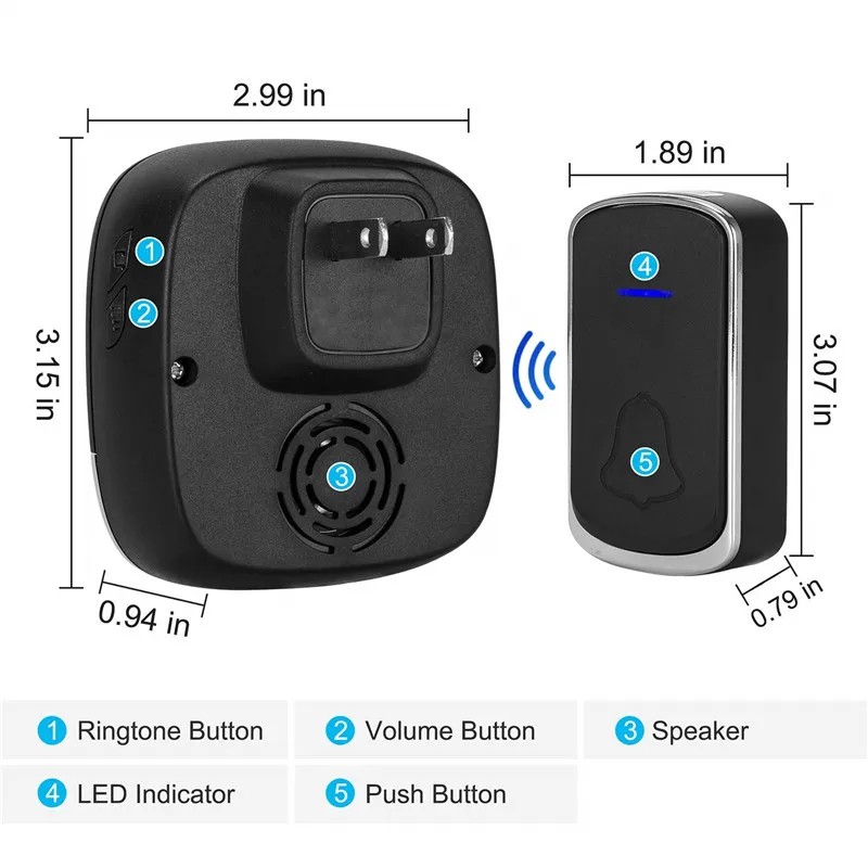 
High quality funny smart eu plug digital wireless doorbell 