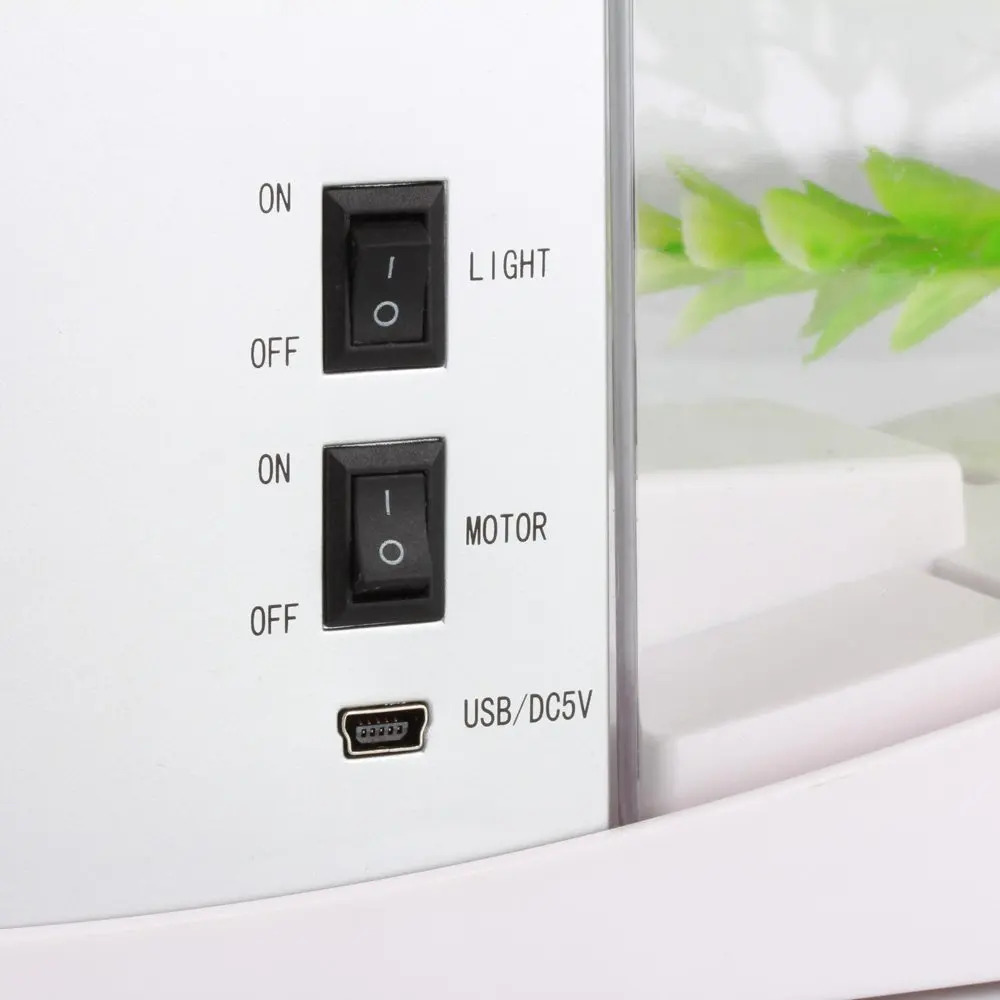 USB Desktop Aquarium Mini Fish Tank with Running Water LCD Time Clock Alarm Colorful LED Lamp Light Calendar Holds 1.5 Quart for