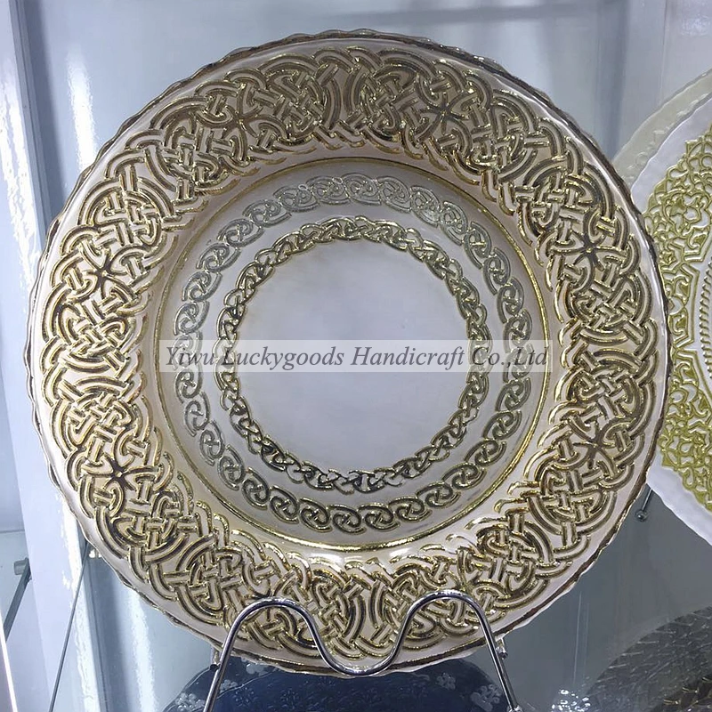 LCK030 gold rim edge wedding charger plates dish plates round shape