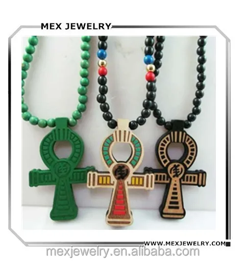Fashion ankh Egyptian Power of Life Good Wood Hip Hop wood Necklace
