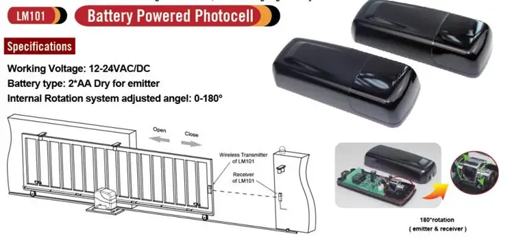 gate infrared sensor battery powered gate photocell