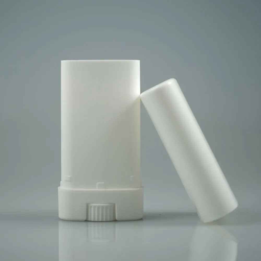 white 15g plastic deodorant tube , oval lip balm tube, oval solid perfume container clay blush tube