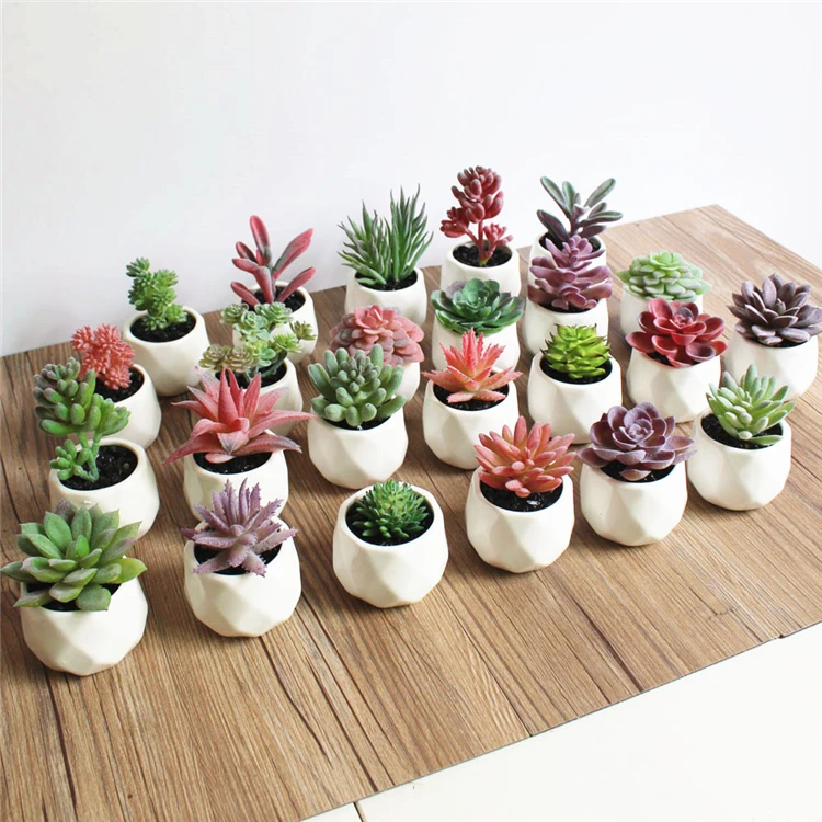 
China wholesale small size artificial plants potted succulents for desk decoration 