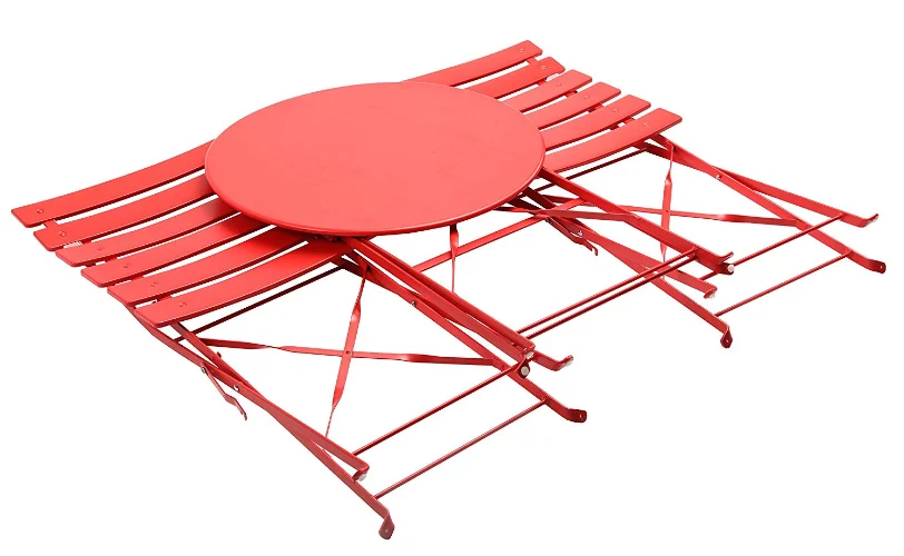 3 Piece Folding Bistro-Style Set Outdoor Table and Chair Set Iron Bistro Set